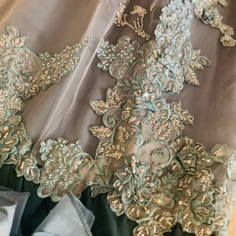 PatBo Cape Ombré  Floral Beaded Tulle Maxi Dress - Picture 5 of 13